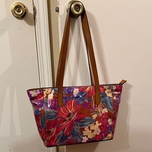 Patricia Nash Multicolor Floral Tote with Tan Straps